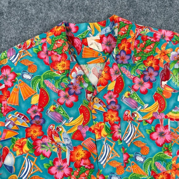 Vintage Hawaiian Shirt XL Tropical Vacation Beach Parrot Flamingo Made USA Men's
